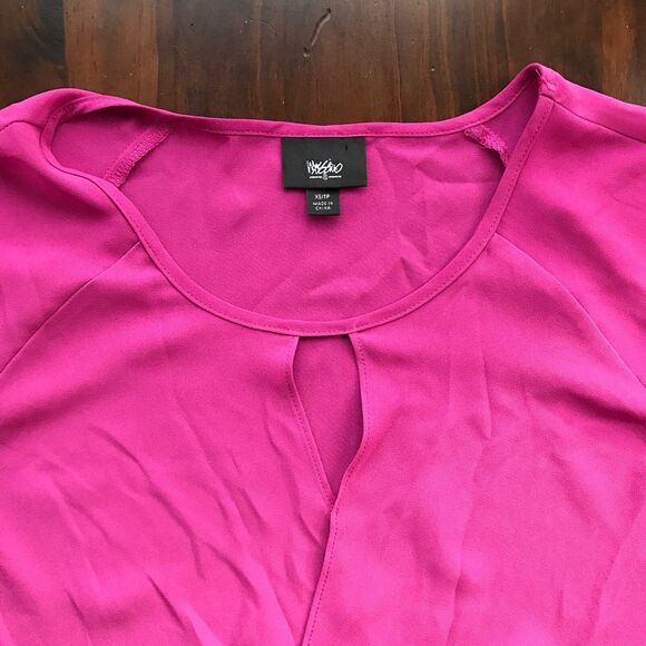 Mossimo Pink Short Sleeve SZ XS Blouse Target faux Wrap Womens Career - Picture 7 of 9